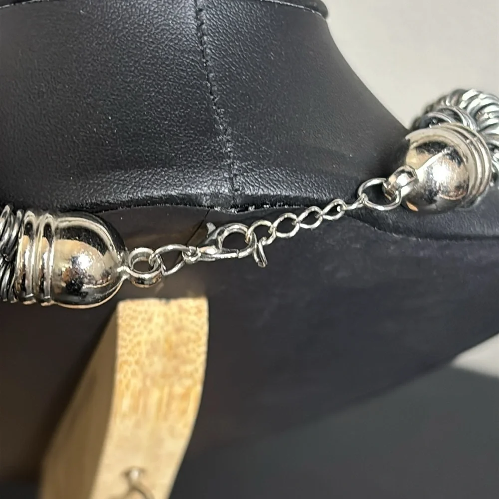 Silver Tone Twisted Fashion Statement Necklace